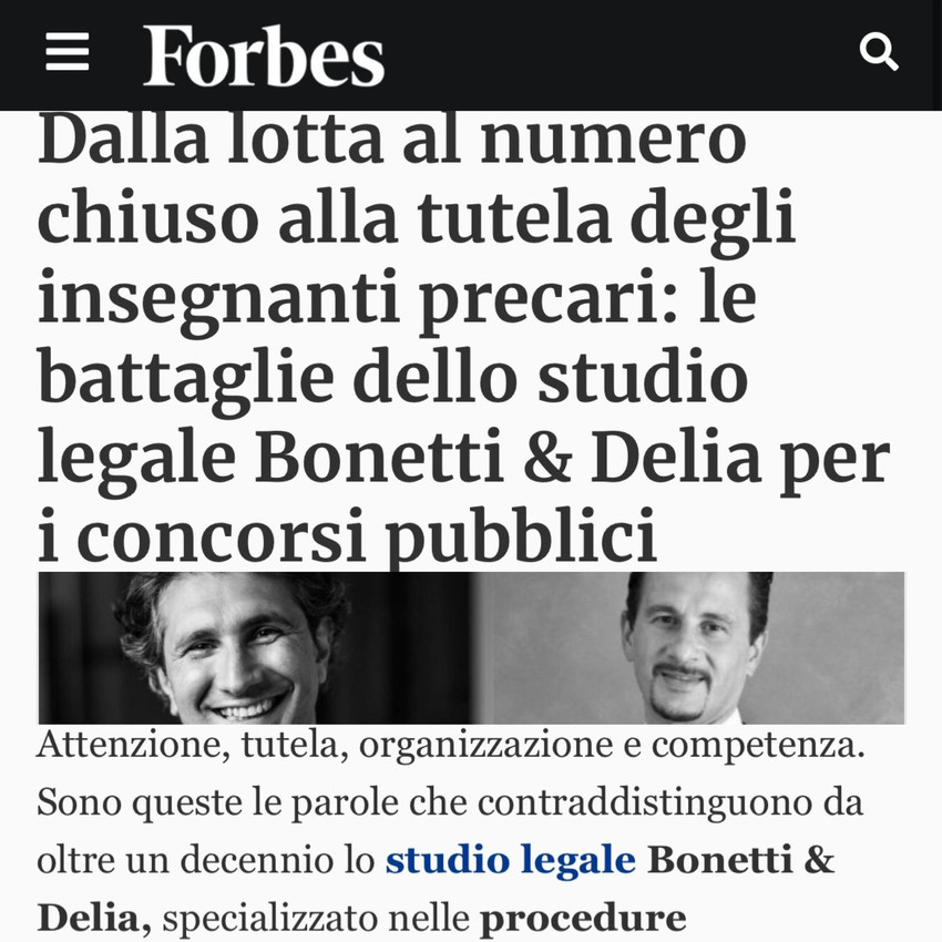 Dalla lotta al numero chiuso alla tutela degli insegnanti precari: l'articolo di Forbes sul nostro studio.